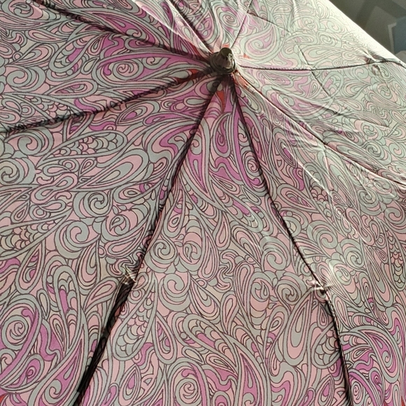 Unique Vintage 70s Psychedelia Print Red Pink and Blue Umbrella - Picture 4 of 12